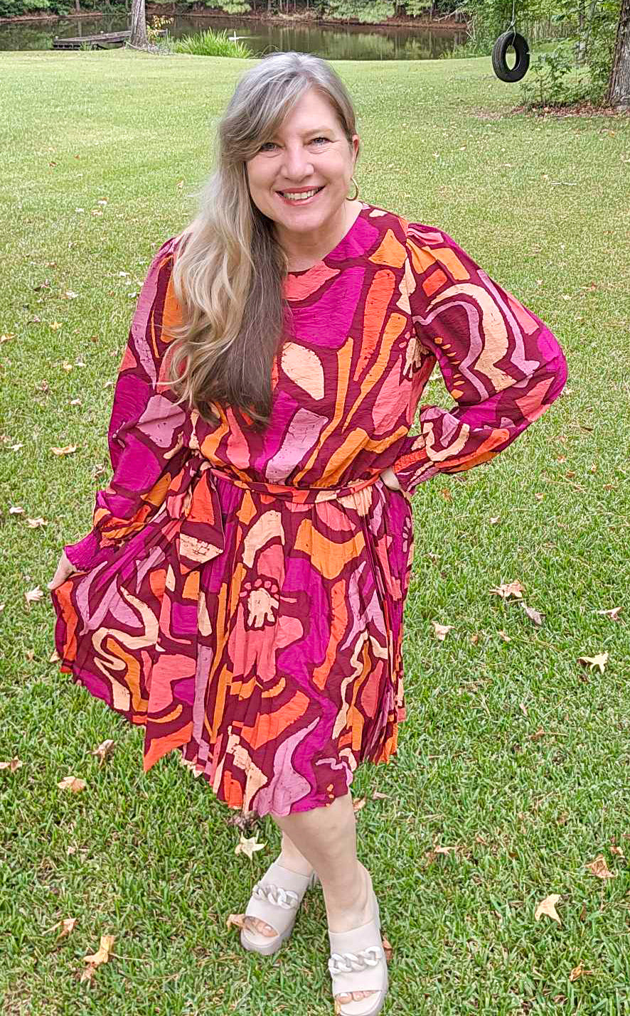 Sahara Sunsets Geo Print Dress (1XL to 3XL)