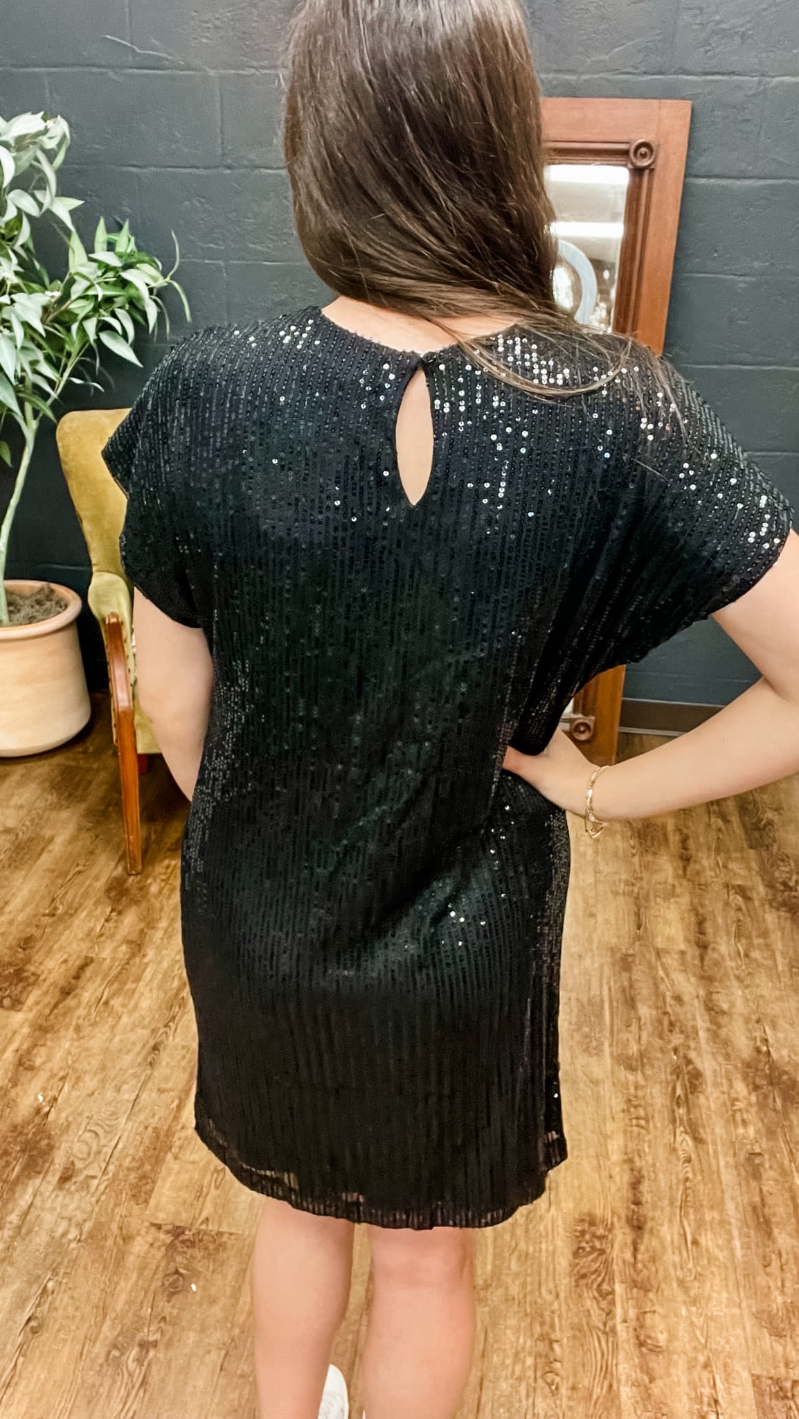 The Audrey | Black Short Sleeve Sequin Dress (Small to Large)