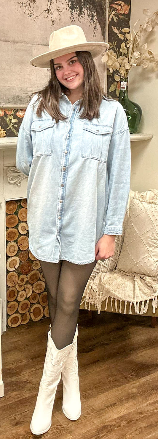 The Capsule Button Up Denim Tunic by Risen (Small to Large)