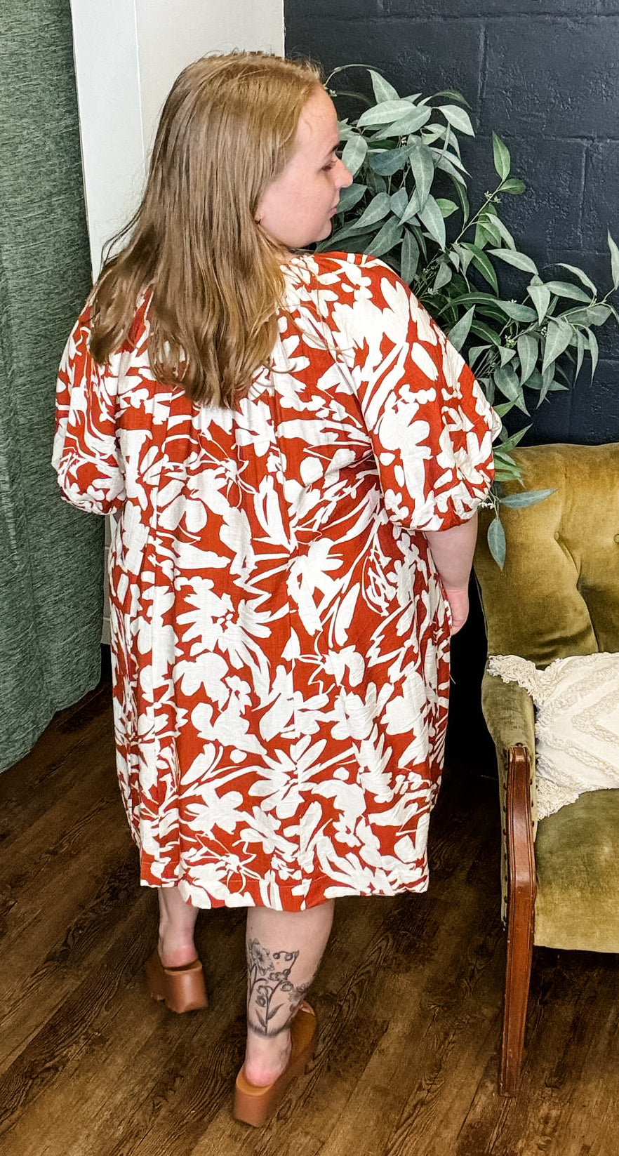 The Rory Terracotta Floral Plus Size Dress (XL to 2XL)