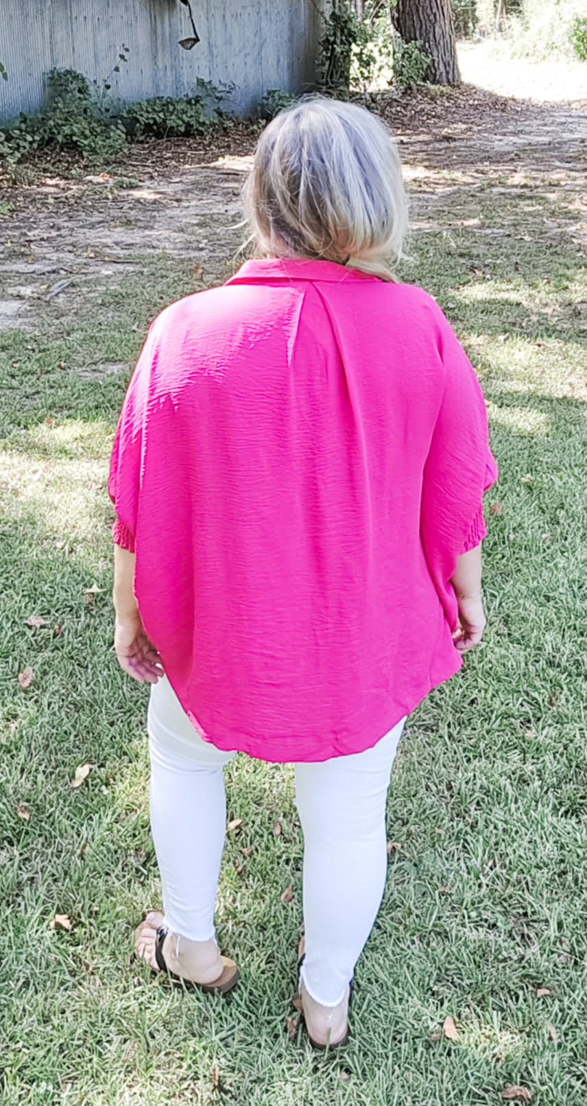 True Love Hot Pink 3/4 Sleeve Plus Size Top (XL to 2XL)