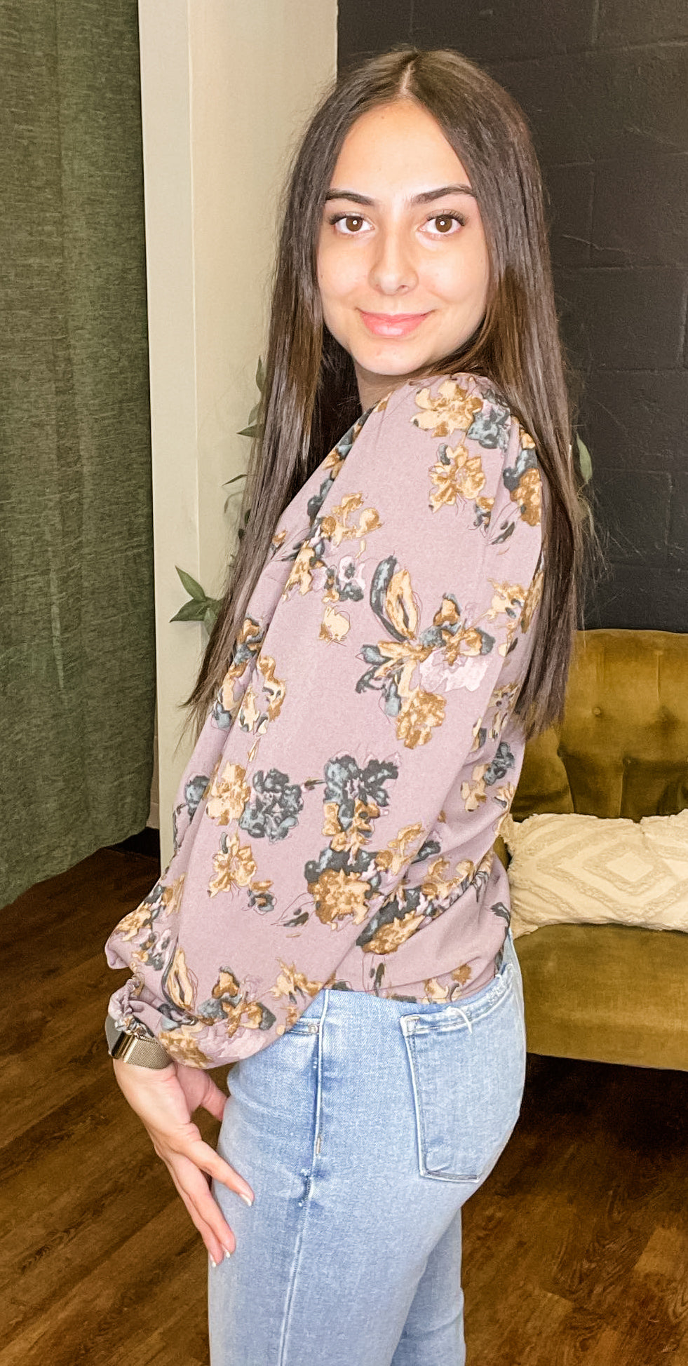 Sugar Plum Floral Print Long Sleeve Top (Small to Large)