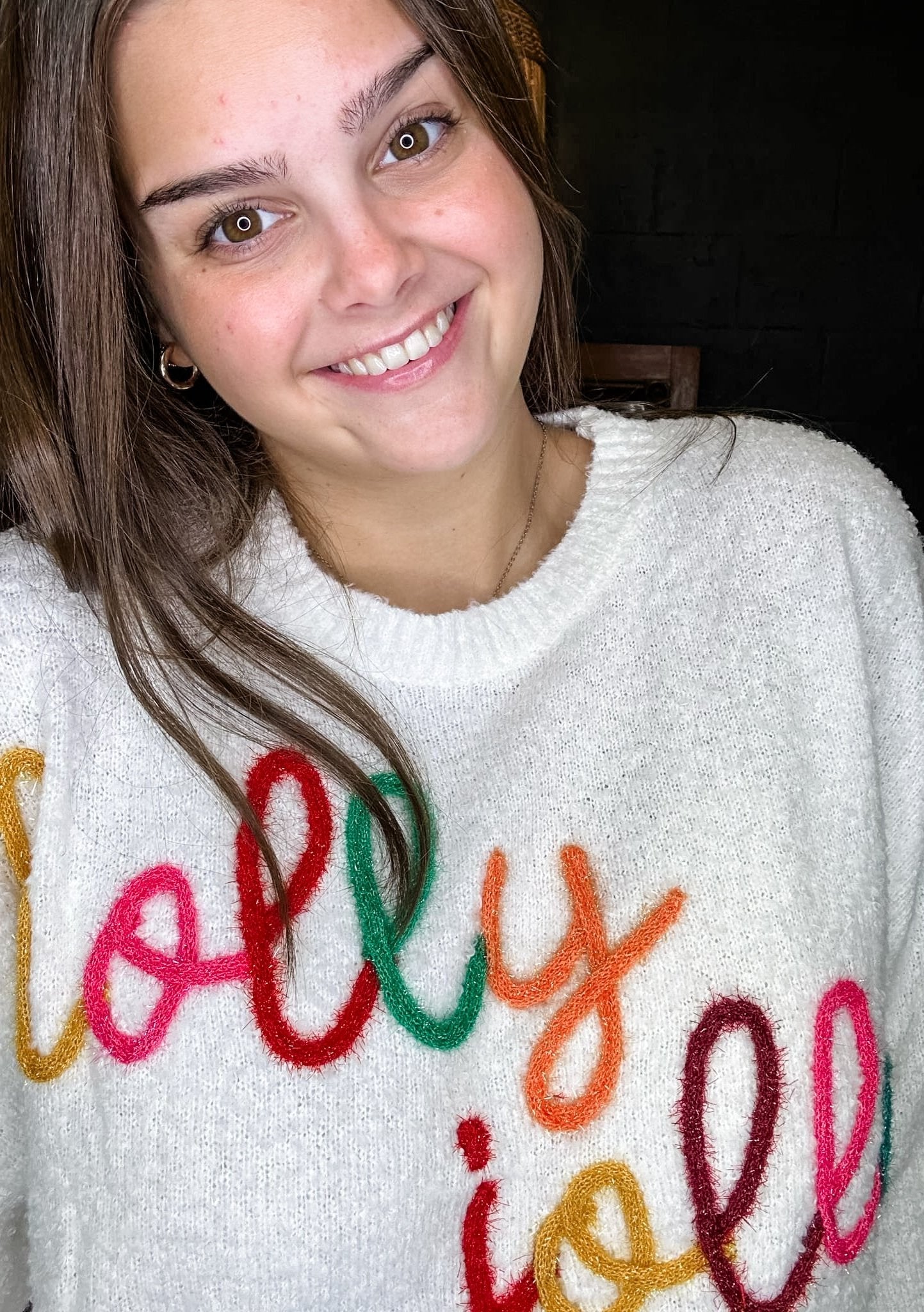 Holly Jolly Threaded Embroidery Sweater (Small to Large)