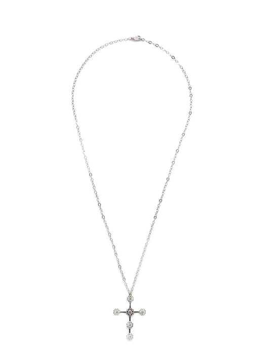 Sorrelli Logan Cross Pendant Necklace (Antique Silver Crystal)