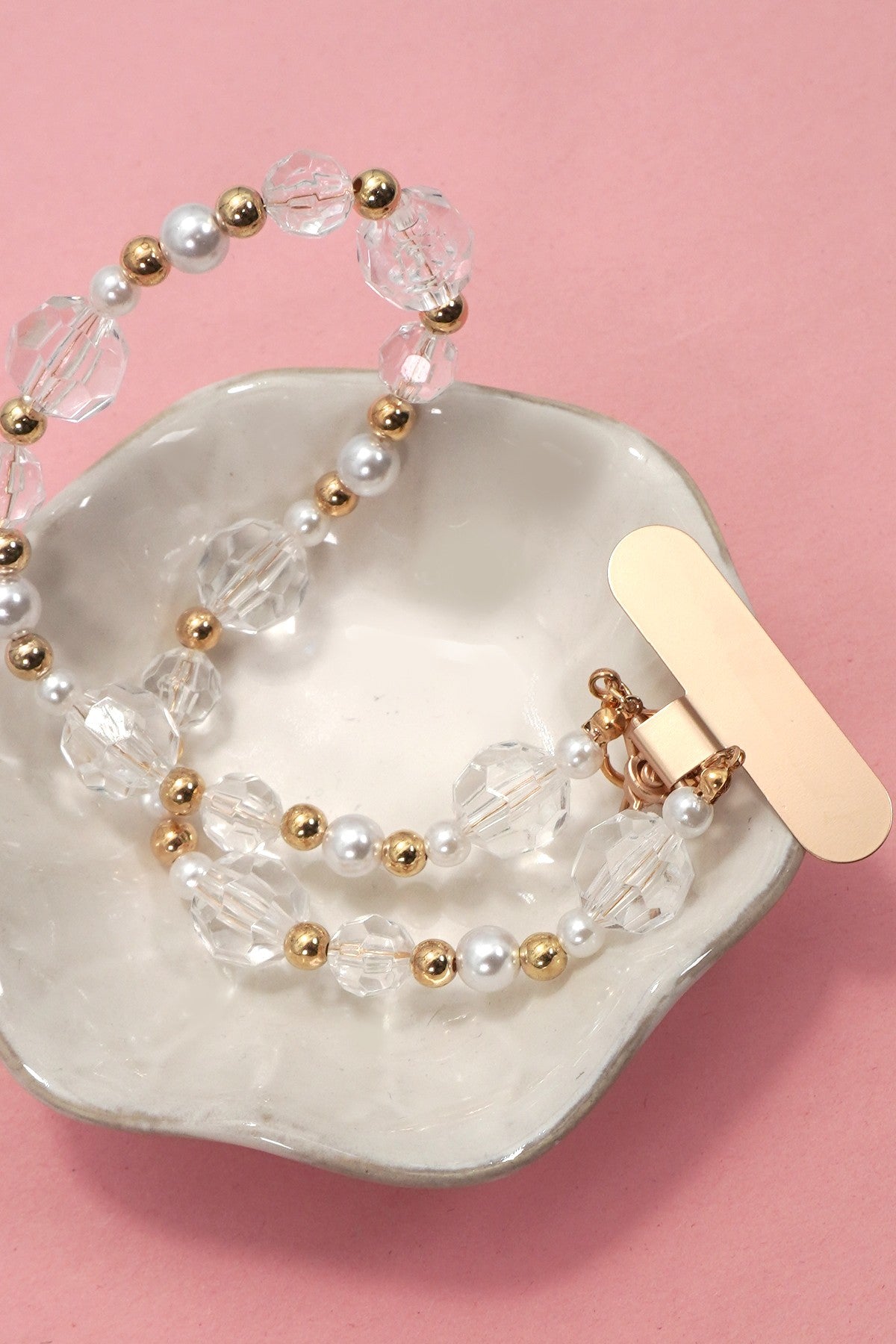 Pearl and Faceted Crystal Beaded Lanyard