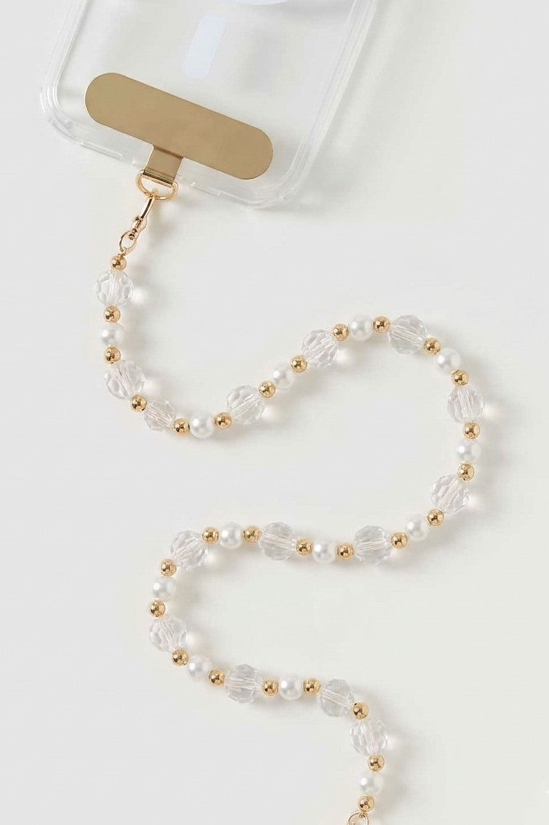 Pearl and Faceted Crystal Beaded Lanyard