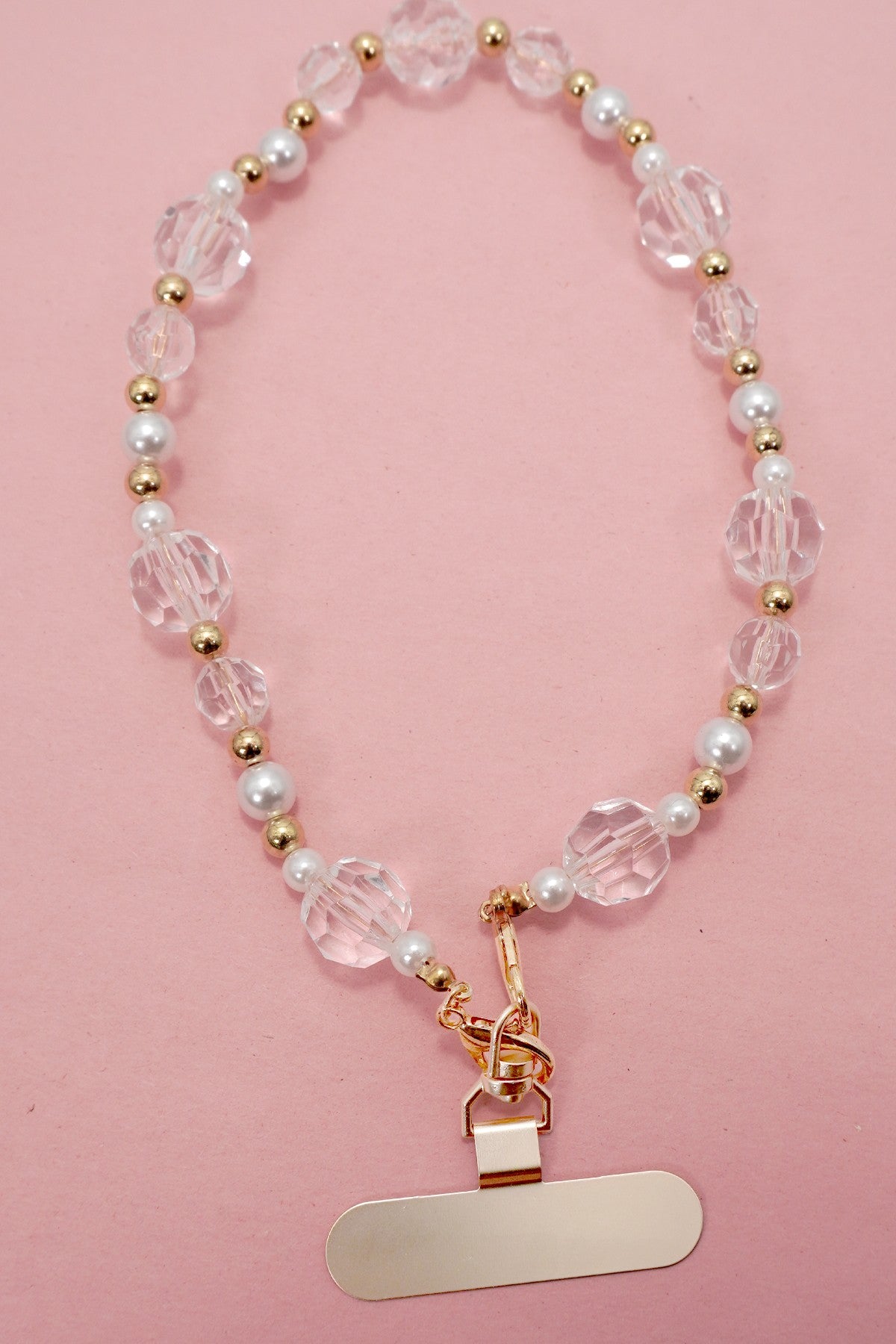 Pearl and Faceted Crystal Beaded Lanyard