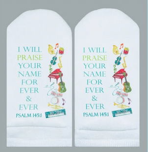 Standing on the Word Scripture Socks-Praise your name- Psm 145:1