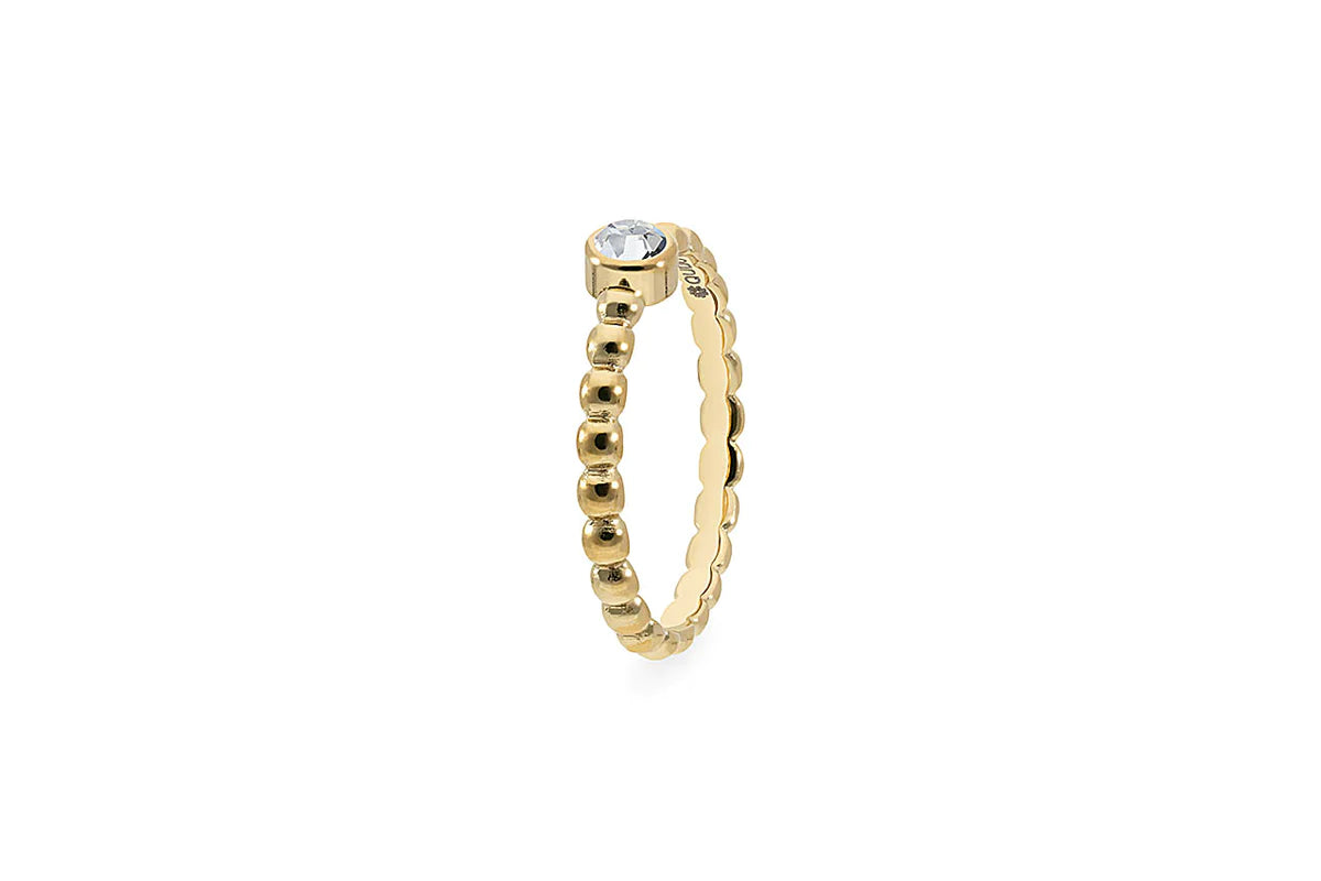 Qudo Deluxe Matino Spacer Gold Ring (Crystal)