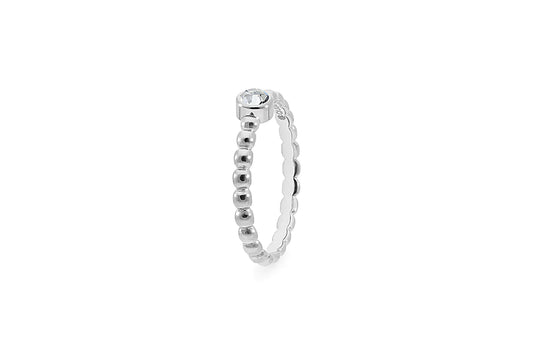 Qudo Deluxe Matino Spacer Silver Ring (Crystal)