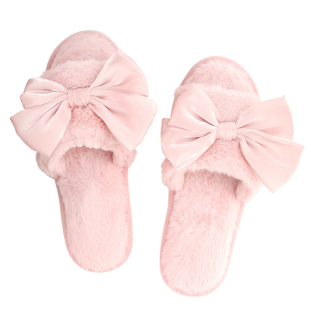 Pink Satin Bow Slippers