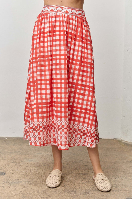 Strawberries & Cream Gingham Skirt
