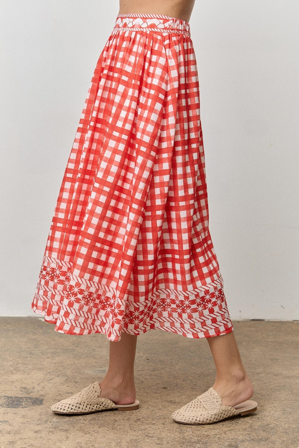 Strawberries & Cream Gingham Skirt