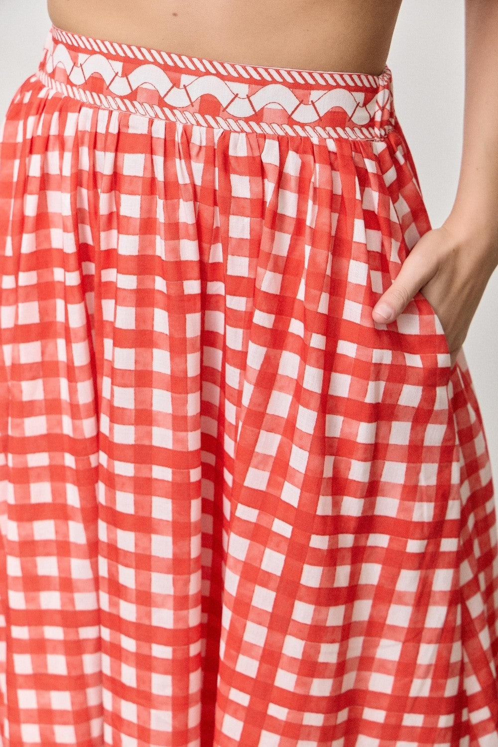 Strawberries & Cream Gingham Skirt