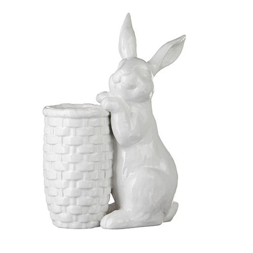 9.75" White Rabbit Bud Vase
