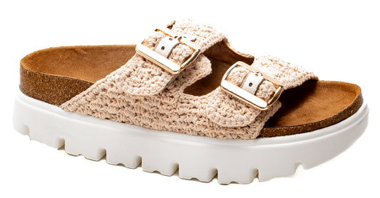 Corky Footwear Rumor Has It Macrame Sandal (Cream)