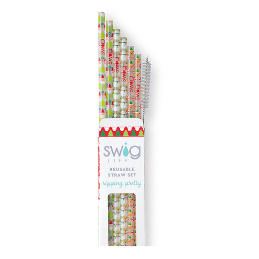 SWIG Christmas Crew Reusable Straw Set