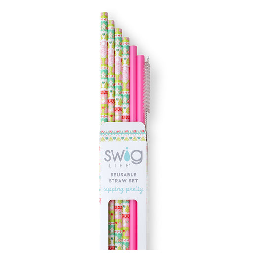 SWIG Cookie Jar + Pink Reusable Straw Set