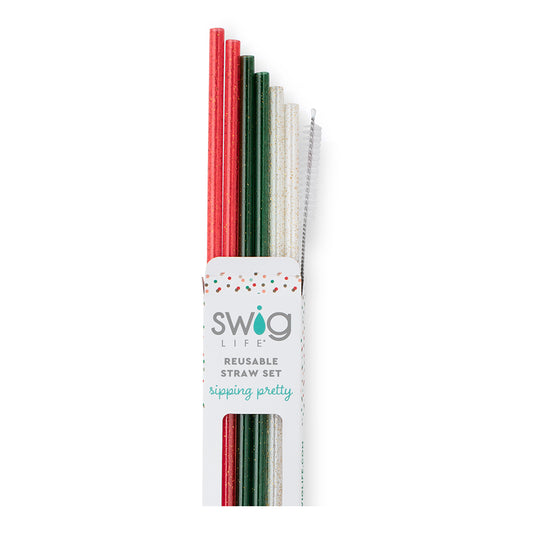 SWIG Christmas Glitter Reuseable Straw Set