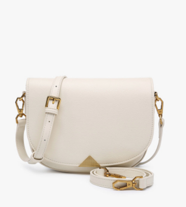 Ivory Foldover Crossbody Bag w/ gold metal accent