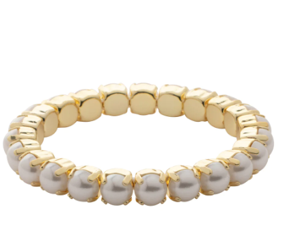 Sienna Modern Pearl Bright Gold-Tone Stretch Bracelet