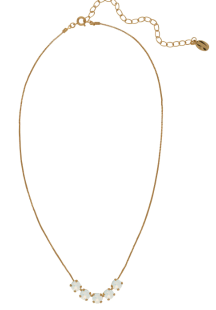 Shaughna White Opal Antique Gold-Tone Tennis Necklace