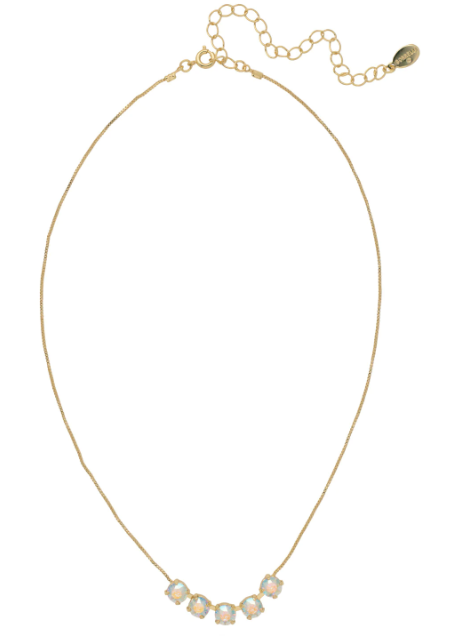 Shaughna Crystal Aurora Borealis Bright Gold-Tone Tennis Necklace