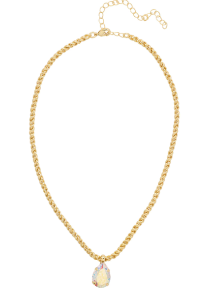 Eileen Crystal Aurora Borealis Bright Gold-Tone Pendant Necklace