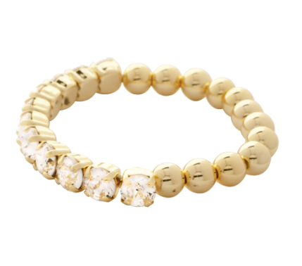 Zola Half Crystal Bright Gold-Tone Stretch Bracelet