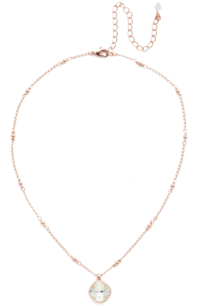 Cushion-Cut Crystal Rose Gold-Tone Pendant Necklace
