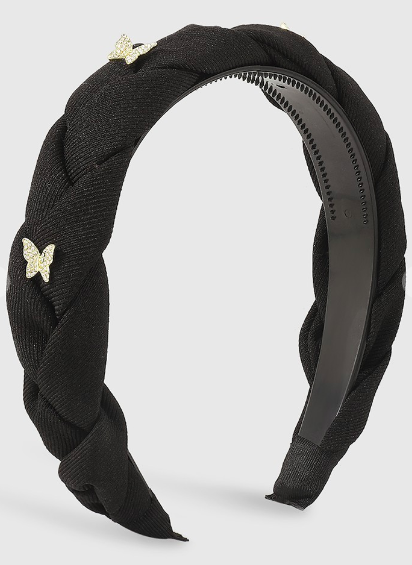 Rhinestone Butterfly Braided Headband