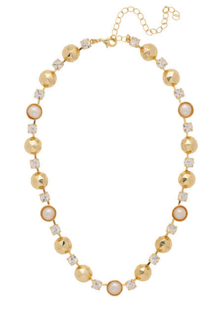 Avey Repeating Modern Pearl Gold-Tone Tennis Necklace