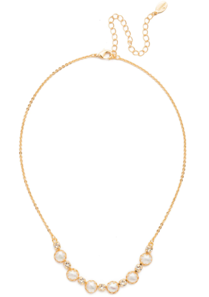 Alvina Modern Pearl Bright Gold-Tone Tennis Necklace