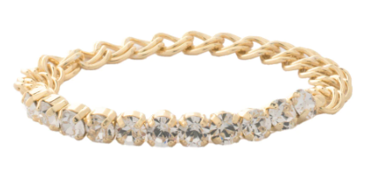 Mini Crystal and Chain Stretch Gold-Tone Bracelet