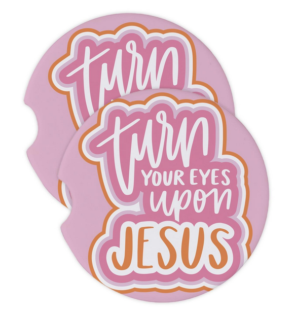 Turn Your Eyes Upon Jesus Car Coaster Set