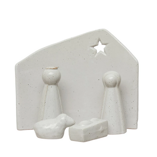 Stoneware Nativity with Glaze