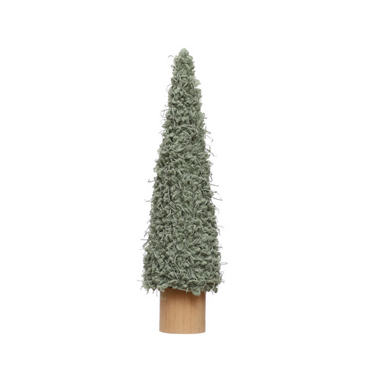 14" Mint Green Fabric Tree w/ Wood Base