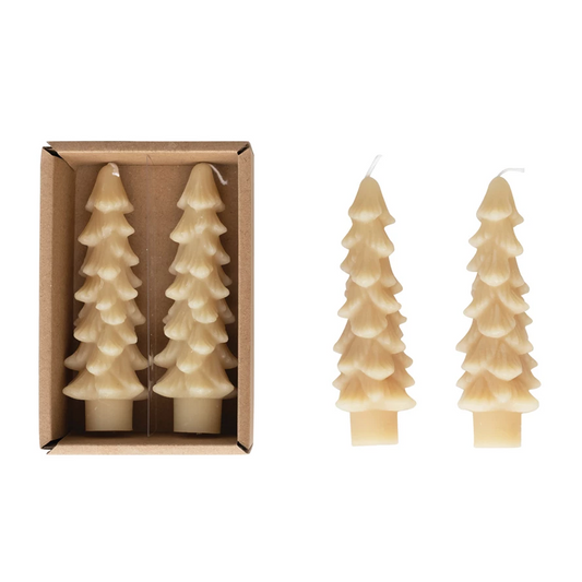 5" Unscented Tree Shaped Taper Candles, Set of 2