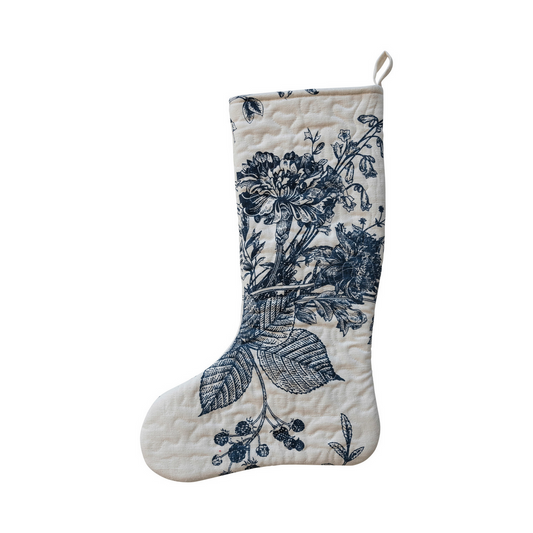 Quilted Cotton Printed Stocking w/ Botanical Print