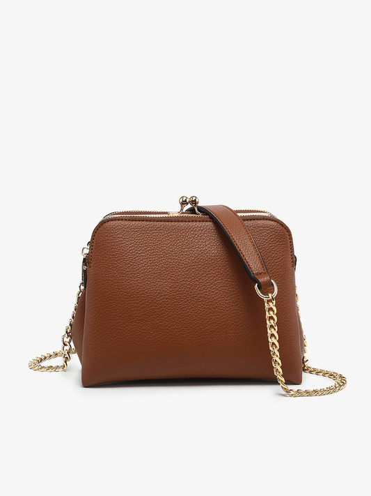 Kiva Snap Pouch Crossbody w/ Chain Strap (Brown)