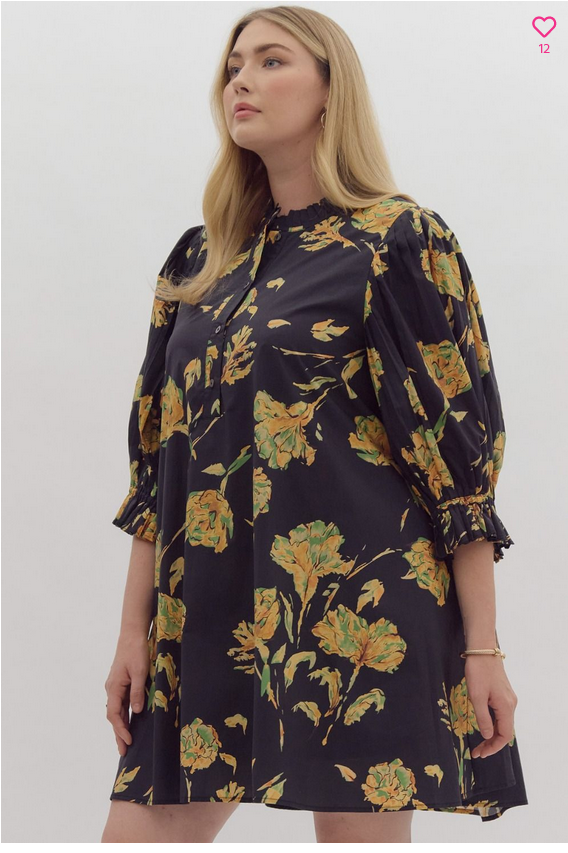 Midnight in the Garden Plus Size Dress (XL to 2X)