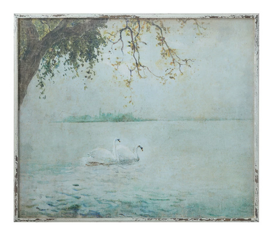 Swan Wall Decor with Wooden Frame