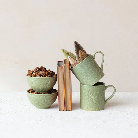 Good Tiding Debossed Stoneware Mug (2 Styles Available)