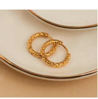 Waterproof Hammered Huggie Hoop Earrings