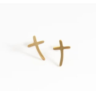 Waterproof Curved Cross Stud Earrings