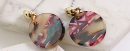 Round Button Multi Colored Earrings