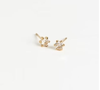Waterproof 3mm Round Cubic Zirconia Stud Earrings