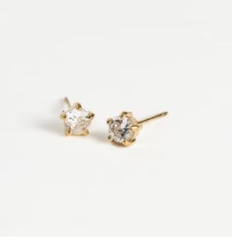 Waterproof 4mm Round Cubic Zirconia Stud Earrings