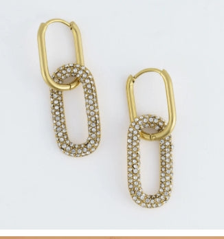 Waterproof Pave Linked Hoop Earrings