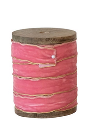 Shades of Pink Velvet Ribbon on Wooden Spool 5 yards, 3 Shades